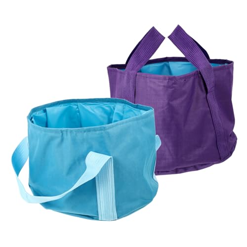 ELAYARD Lot De 2 Bassins Pieds Pliables 38 Cm Fonction Spa De Pieds Adultes Camping Et Voyage Couleurs Violet Et Bleu Clair