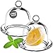 KADAX Récipient à citron avec couvercle, récipient en verre avec assiette, boîte de conservation pour citron, tomate, cloche en verre, cloche à gâteau ronde transparente