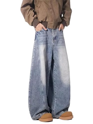 Men's Denim Pants High Street Wide Leg Casual Loose Straight Jeans