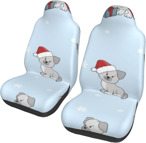 ハスキー 犬柄 2枚セット カーシートカバー 前席用 取付簡単 背面フルカバー ブラック 運転席 助手席 軽 防汚 気性 洗える 車用 シート カバー 軽自動車/普通車用 四季適用
