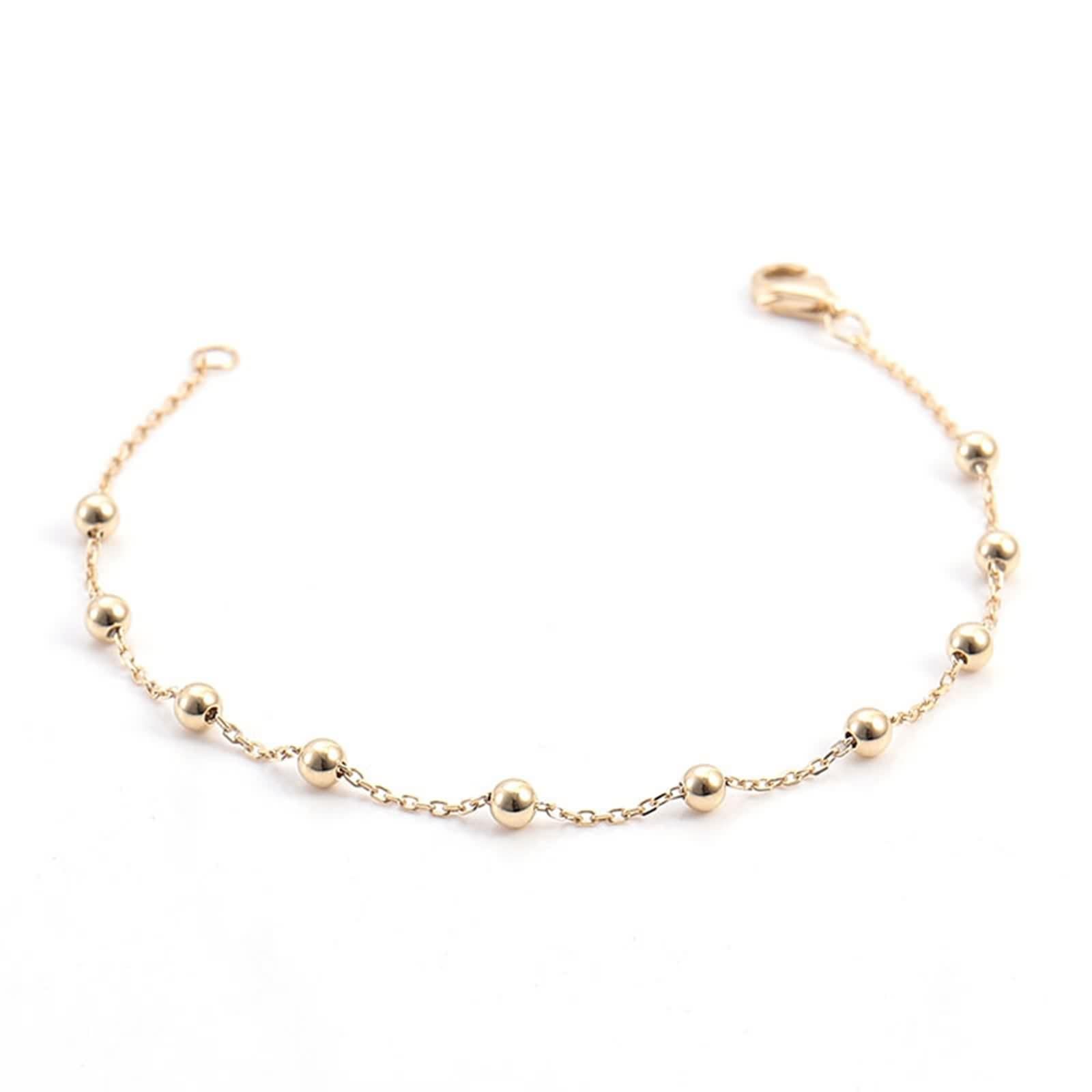 Pulseras para mujer de moda, pulsera de oro amarillo con cuentas para promesa de boda