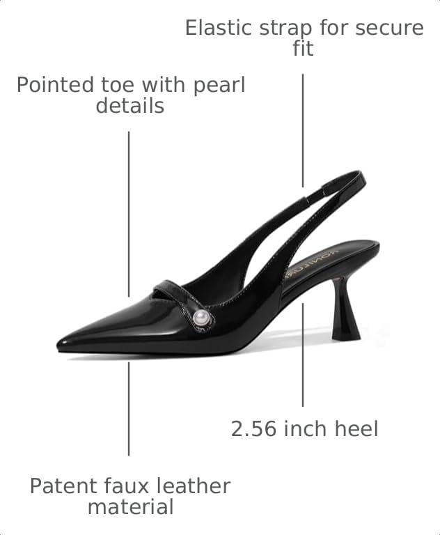 Image of Women Kitten Heels Slingback Low Heel Pumps Dress Shoes for Women Closed Pointed Toe Pearl Heels for Work Wedding Bridal