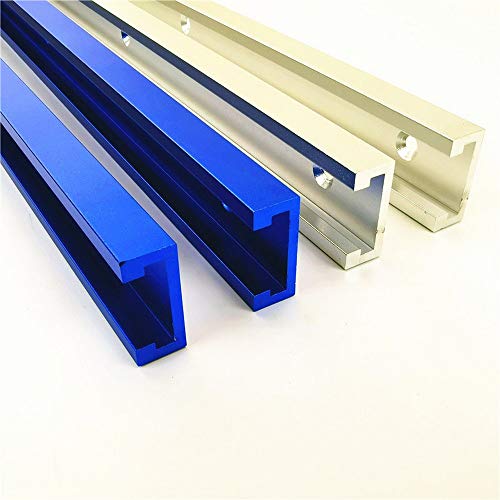 T-Tracks - Ranura para instalación de guías de ingletes, pista en T de aluminio, guía de sujeción de borde recto, mango de bloqueo de calibre pesado para taladro, prensa, sierra de banda de mesa, azul