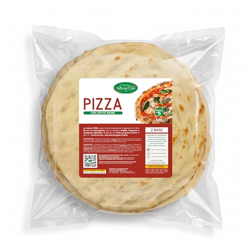 Valle del Crati Pizza precocinada, 12 bases | Nuevo formato de 250g | Pizza lista en 5 minutos, Larga fermentación, Altamente digestible | 12 bases de pizza de 250g