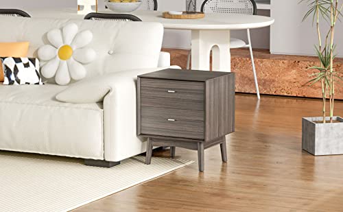 Simfelice 2 Drawers Mid Century Modern Wood Nightstand End Table Walnut Modern Bedside Table Sofa Side Table Night Stands Drawer Dresser For Bedroom Living Room #TOP4