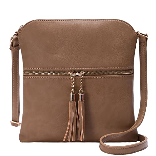 Image of Solene Womens Lightweight Medium Crossbody Purse with Tassel, Perfect Size Crossbody Bags for Daily Use, travel