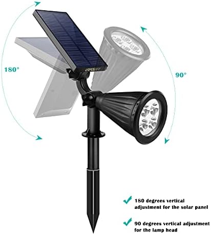 URPOWER Solar Lights 2-in-1 Solar Powered 4 LED Adjustable Spotlight Wall Light Landscape Light Bright and Dark Sensing Auto On/Off Security Night Lights for Patio Yard Driveway Pool