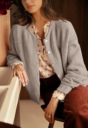 Image of PRETTYGARDEN Long Sleeve Crewneck Button Down Womens Sweaters Fall Open Front Chunky Cardigan Sweaters for Women 2026