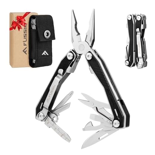 FLISSA 16-in-1 Multi Tool with G10 Handle, Gifts for Men, Stainless Steel EDC Multitool with Pocket Knife, Pliers, Belt Clip and Oxford Sheath, Self-locking Utility Multi-Tool for Camping Outdoor