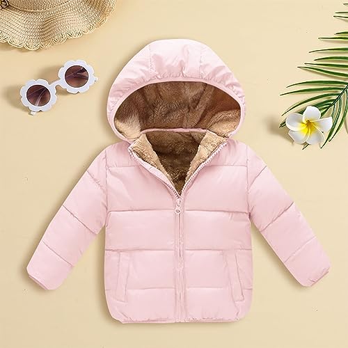 Kids Girls Boys 𝗙le𝐞ce Windproof Hooded Coat Winter Thick Jacket Warm Zipper Outwear Puffer Down with Pocket2
