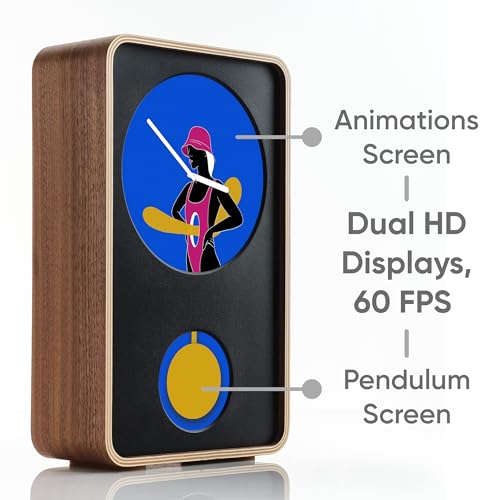 Image of KLYDO Clock Comes with Thousands of animations, Updated Daily, with a Lifetime Subscription Included. Choose The Perfect for Each Moment! (Walnut)