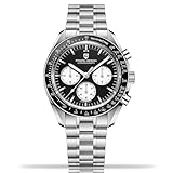 Pagani Design 1701 - Orologio cronografo da uomo, movimento al quarzo giapponese VK63, stile Moonwatch, cinturino in acciaio inossidabile, quadrante luminoso, impermeabile fino a 100 m, orologio