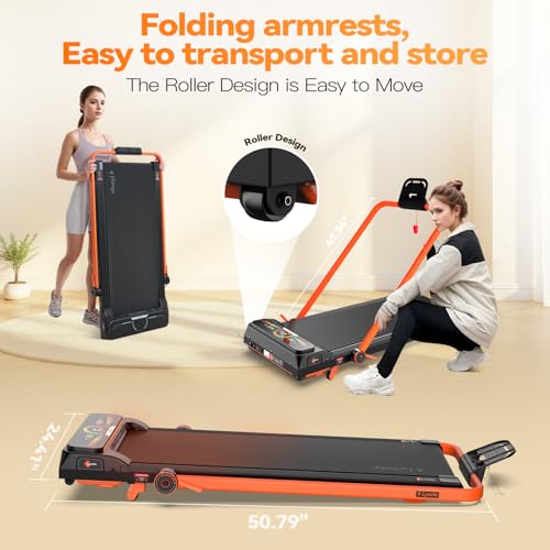 Image of Lysole Walking Pad Treadmill with Incline and Handle Bar,Treadmills for Home and Office,265 Lb Capacity,4 in 1 Portable Under Desk Treadmill with Control,Large LED Display
