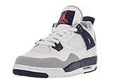 JORDAN 4 Retro Gg Big Kids Style, White/Hyper Orange/Deep Blue, 7