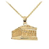  14 Karat Gelbgold Parthenon In Acropolis Greece Damen Anhänger
