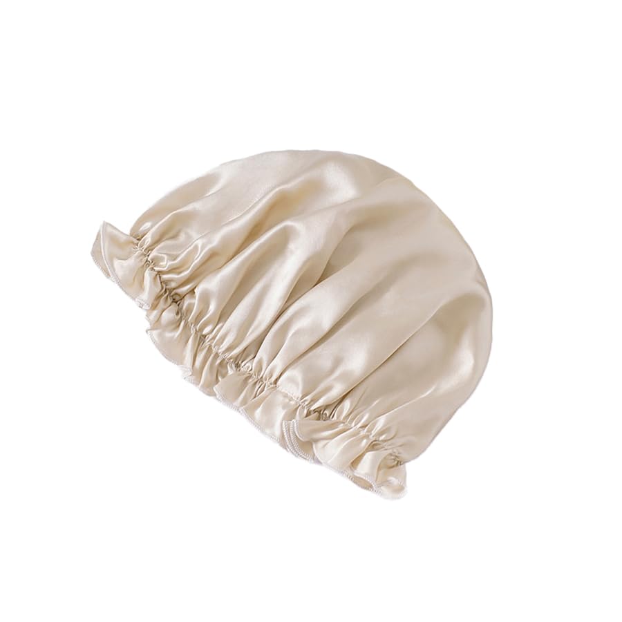 Bonnet de sommeil en soie - 100 % soie de mûrier - Avec bande élastique - Pour dormir - Pour femme et fille