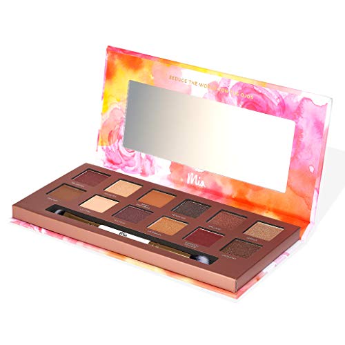 'Novelera' Eyeshadow Palette + Dual Ended Brush -12 Sexy Tones: Shimmery & Matte Hues. Vegan And Clean Skin Care. #TOP2