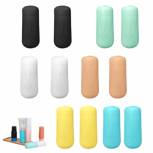 12 Pezzi Copribottiglie in Silicone da Viaggio Coperture a Prova di Perdite per Contenitori da Viaggio Manicotti per Bottiglie Riutilizzabili per Shampoo Bagnoschiuma