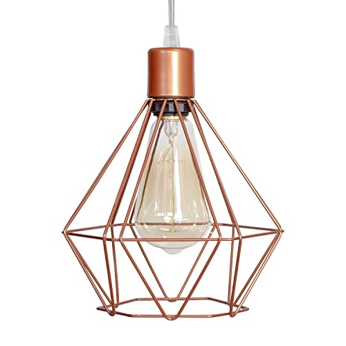 Kit 3 Lustre Pendente Diamante Cobre Cabo Cristal