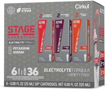 Cirkul Stage Flavor Cartridge Variety Pack with Electrolytes and Stevia, 6-Pack (2 Strawberry Watermelon, 2 Tropical Punch, 2 Blackberry Twist)