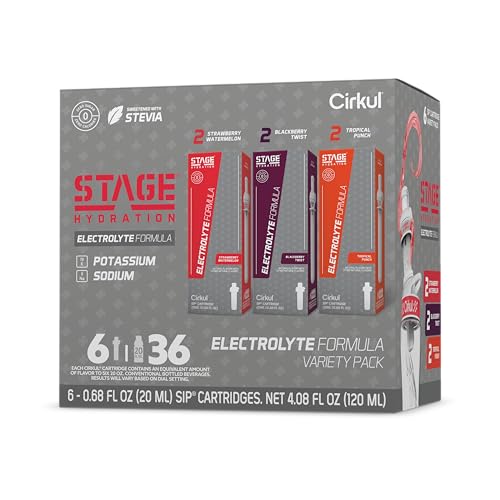 Cirkul Stage Electrolytes and Stevia Flavor Water Variety Pack, Makes 36 Drinks, No Sugar, Zero Calorie Drink Mix, (2 Strawberry Watermelon, 2 Tropical Punch, 2 Blackberry Twist)