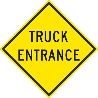 NMC TM122K TRUCK ENTRANCE Sign - 24 in. Heavy Duty High Intensity Reflective Aluminum Traffic Sign with Black on Yellow