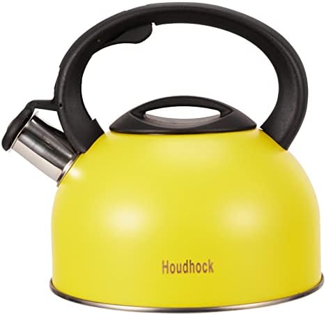 Tea Kettle, 2.5 Liter Loud Stovetop Whistling Teakettle with Cool Grip Ergonomic Handle Food Grade Stainless Steel Teapot for Tea, Coffee, Milk Yellow