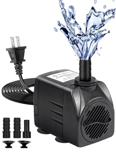 Fountain Pump, 220GPH Submersible Water Pump Outdoor, Ultra Quiet Water Fountain Pump for Pond Waterfall, Fish Tank, Aquarium, Hydroponics