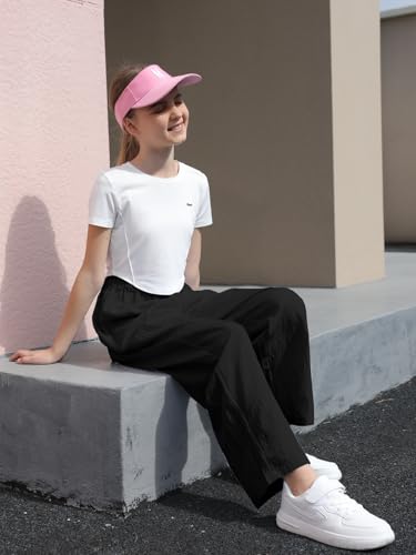 Image of SANGTREE Girls & Woman Wide Leg Pants Lightweight Casual Elastic High Waist Straight Leg Loose Trousers,4 Years - Woman 2XL