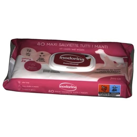 Inodorina Toallitas Desinfectantes para Perros y Gatos Refresh Extra Leche Vainilla (40 Unidades). Toallitas Húmedas de Higiene para Mascotas, Tejido Resistente Sin Alcohol.