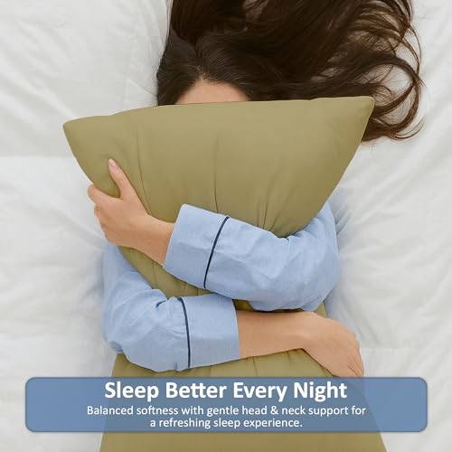 Image of ARLinen Sleeping Pillow Filler Set of 1 - Non-Woven Fabric, Fluffy Cotton Filling, Home, Hospital, Hostel & Travel Use - Taupe 16x24 Inch