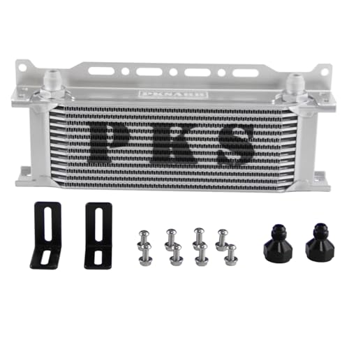PKSABB 13 Row Oil Cooler Mounting Bracket Kit 8AN Stacked Plate Engine Oil Cooler Aluminium Transmission Oil Cooler Silver British Radiator with 2Pcs Fittings AN8(3/4