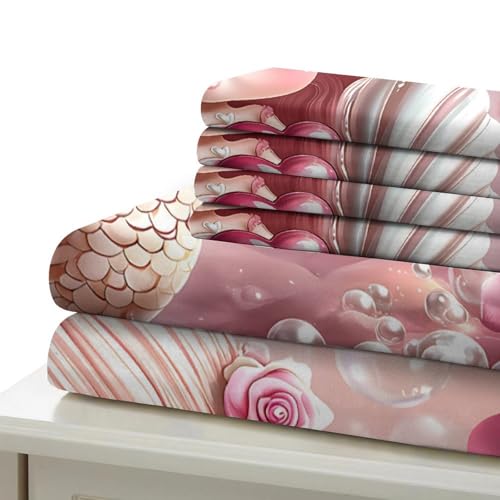 Parure de lit microfibre 135x200 dessin animé housse couette sirène single pour ado - 7
