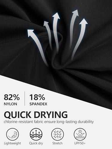 ATTRACO Boyleg Swimsuits for Women Sport Training Swimwear Water Aerobics Swimsuits Black L