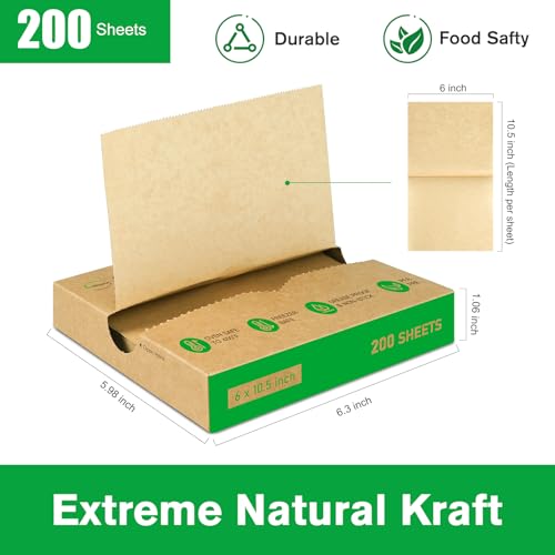 EcoDispose Precut POP UP Deli Paper Sheet Pack of 200, Interfolded Heavy Paper for Food Wrap and Serving (6\" x 10-1/2\",Kraft) - Thumbnail 2