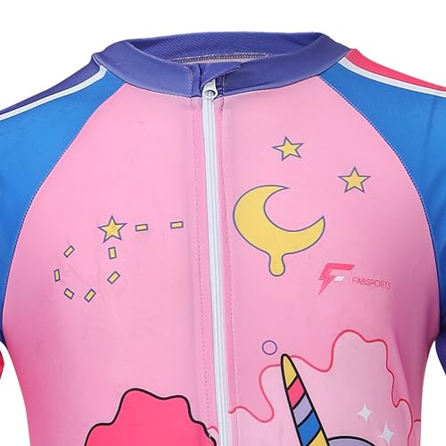 Image of FABSPORTS Kids Swimsuit Set Printed One-Piece Swimwear for Boys & Girls, Half Sleeve Bathing Suit, Comfortable Swimming Costume for Children, 2-12 Years