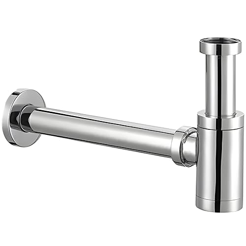 Image of SPAZIO Stainless Steel Bottle Trap Set With Height Adjustable Waste Outlet Pipe For Bathroom, Wash Basin, Kitchen Sink, Chrome Finish