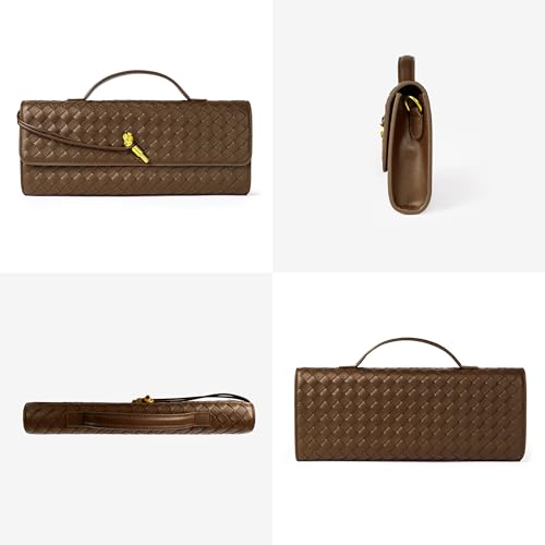 Image of Joryin Woven Purse for Women Evening Clutch Woven Leather Handbags Crossbody Bag Purse Formal Evening Bag, Vegan Leather