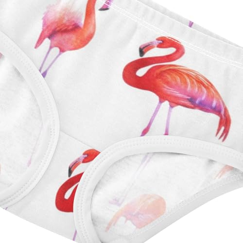 Fancy Toddler Girls Underwear 2t Cotton Panties for Girl Flamingos Poses White Pink Briefs Girls Undies4