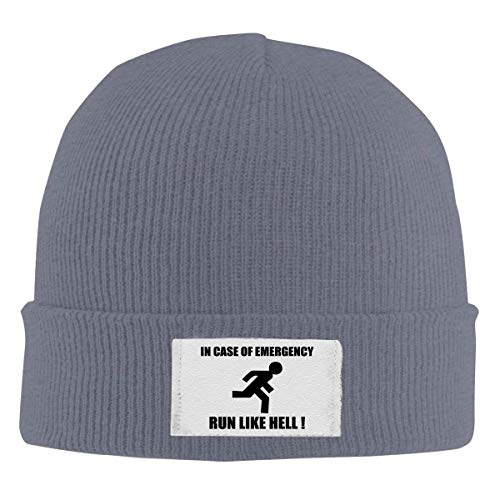 XCNGG Gorro Unisex, en Caso de Emergencia, Run Like Hell, Tejido de Cobertura, cálido, Color sólido, clásico, para el Invierno Diario al Aire Libre