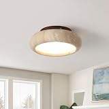 kaixunl 20cm Lámpara de techo LED Japonesa Wabi-Sabi Lampara de Travertino Amarillo Lamparas Redonda Plafon Luz Cálida ideal para Salon Dormitorio Comedor Cocina Pasillos y Recibidores 7W
