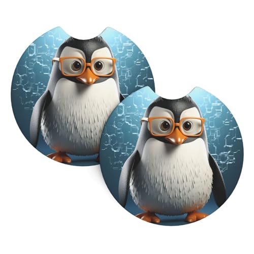 2 Pack Portavasos para Carro con Diseño Pinguino 2.7 pulg miniatura 2
