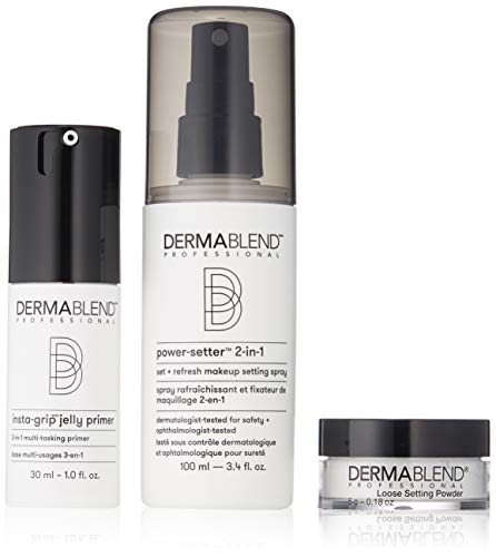Dermablend Makeup Essentials Gift Set with Face Primer, Setting Powder & Setting Spray