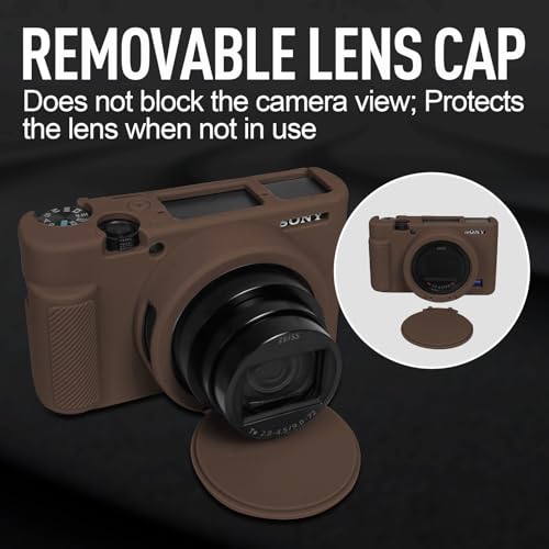 Image of Easy Hood Case for Sony DSC-RX100 IV V VI VII DSLR Camera, Silicone Camera Case Lightweight Soft Carrying Cover with Removable Lens Cover (Brown)