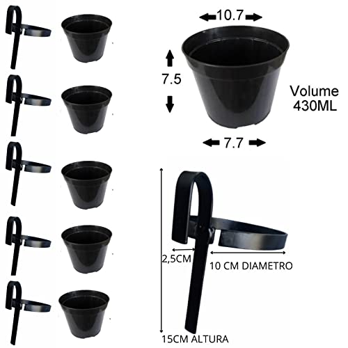 Kit 05 Suportes De Vaso em ferro com vasos para Flores jardim Vertical pallet treliça