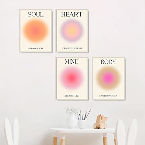 Image of NCYEL 4 colorful abstract halo posters angel number positive energy inspirational language inspirational wall art bedroom girls room pink decoration living room bedroom apartment hotel dormitory 12x16
