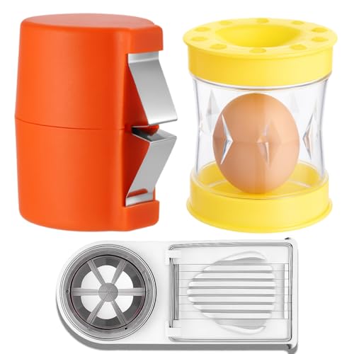 3 Pcs Egg Peeler Set for Hard Boiled Eggs, Boiled Egg Peeler, Egg Topper Cutter Tool 2-in-1 Egg Shell Remover and Cutter, Convenient Kitchen Tool for Breakfast and Party Food Preparation