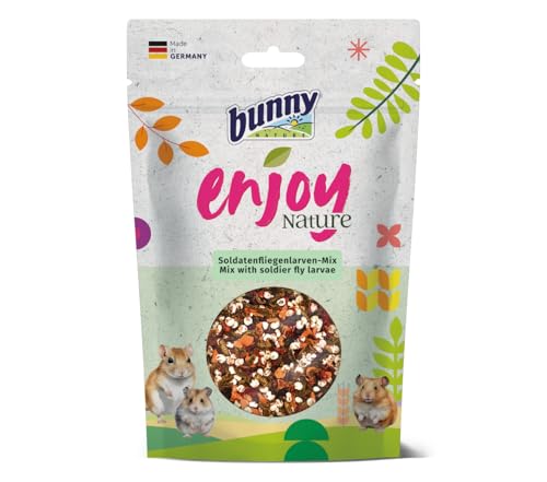 Bunny EnjoyNature Soldatenfliegenlarven-Mix | 90 g | Ergänzungsfuttermittel für Hamster, Zwerghamster, Farbmäuse, Rennmäuse & Ratten | Mit wertvollen Proteinen | 100% natürlich