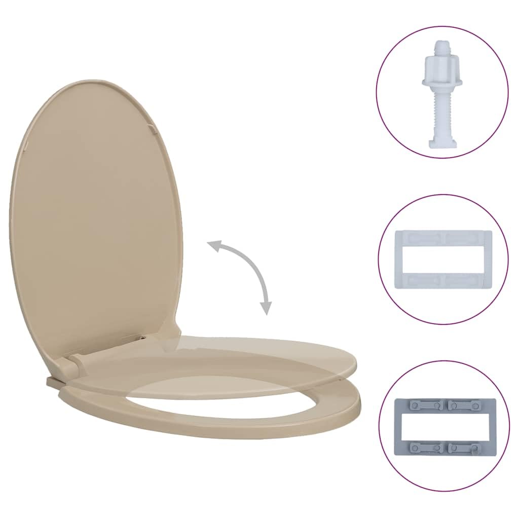 vidaXL Tapa y Asiento de Váter con Cierre Suave Ovalada Inodoro Retrete con Desmontaje Rápido de Diseño Ergonómico Fácil de Limpieza Beige