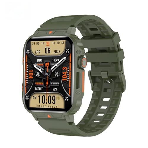 Laytham Reloj inteligente de alerta meteorológica, reloj inteligente con Bluetooth, reloj deportivo, IP68, resistente al agua, rastreador de actividad para Android iOS (verde)